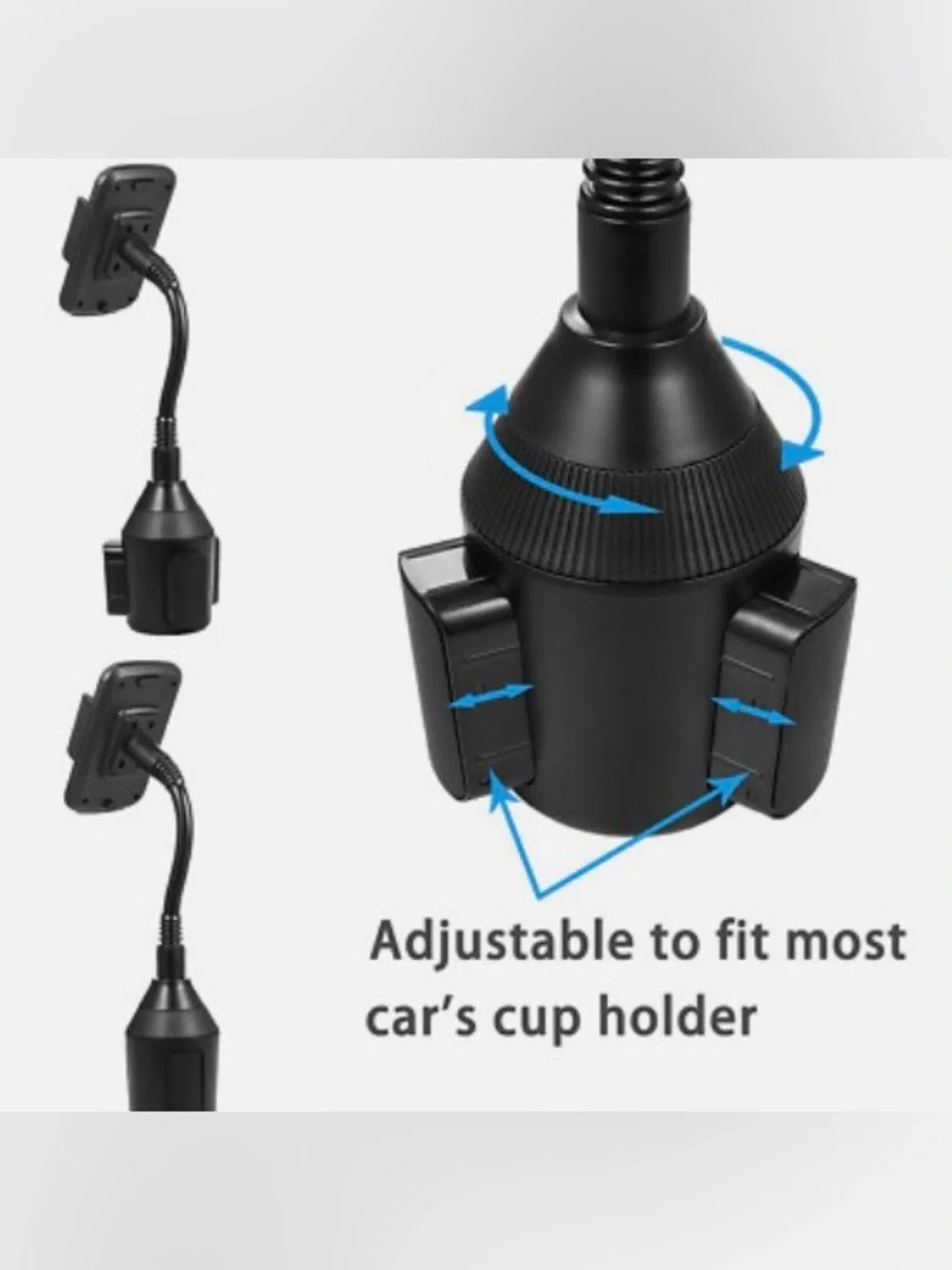 Universal Black 360° Heavy Duty Rotatable Car Cup Phone Holder Goose Neck NWOT